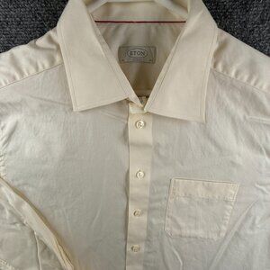 Eton Classic 17.5 Yellow Button Up Shirt Long Sleeve Men Cotton Sweden Designer